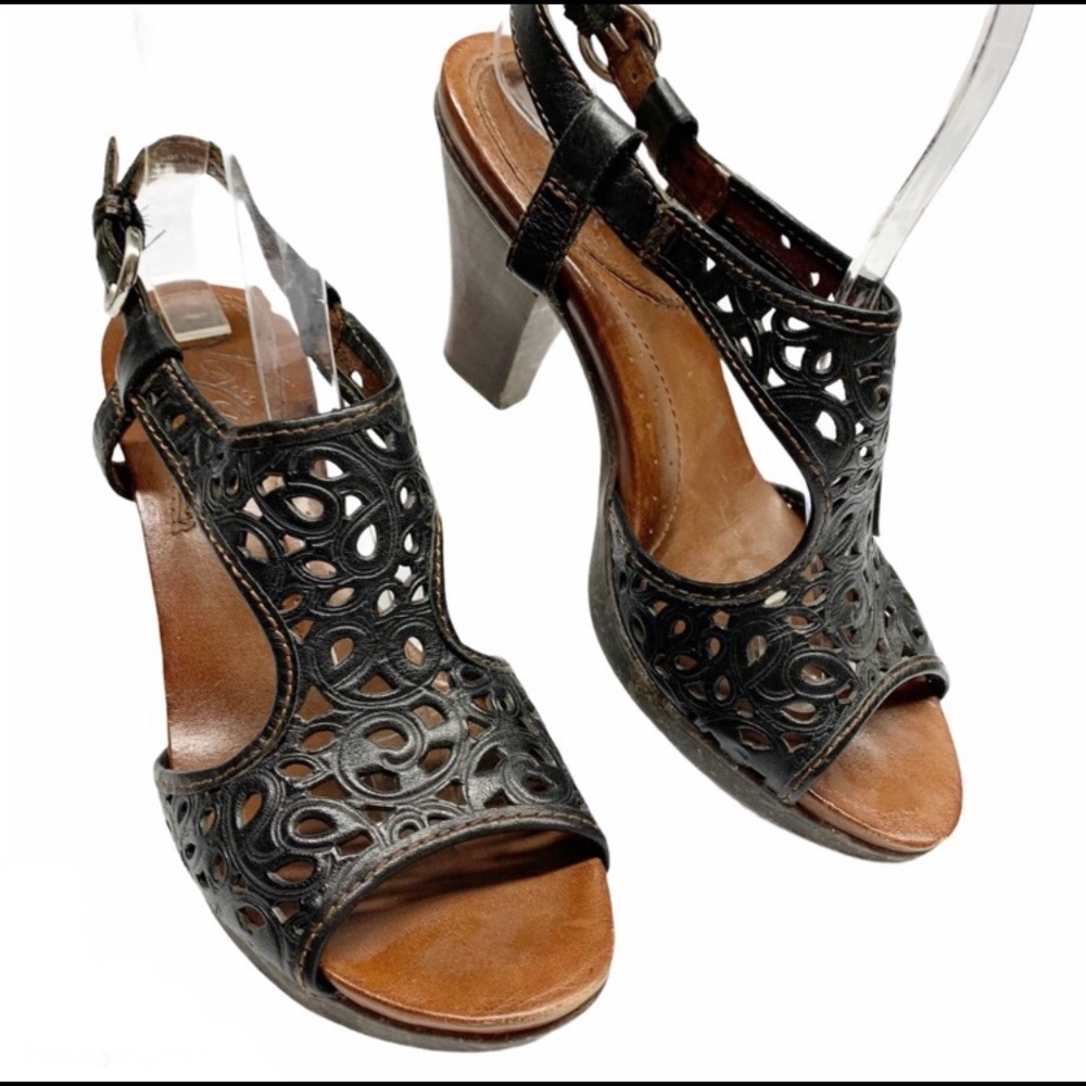 Naya Alpine Black Leather Block Shoes Size 7